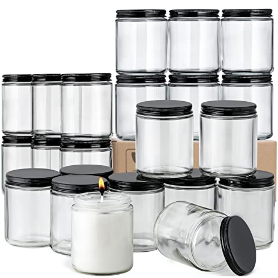 Candle Making Jars With Lids - Pack, 8 OZ Thick Glass Jars