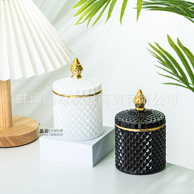Stained Glass Storage Jar with - Candle Making Jars With Lids のレビューと価格