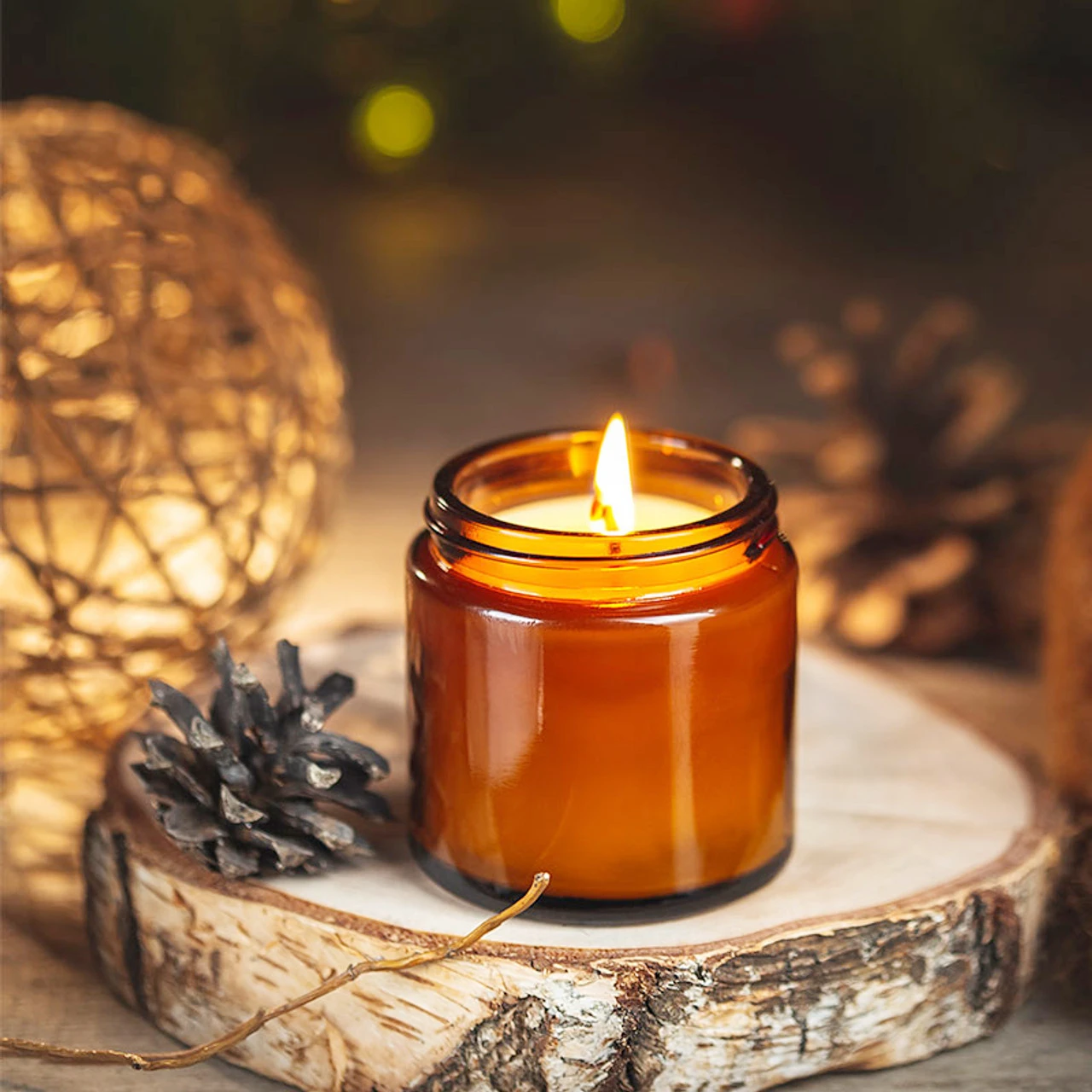 Glass Candle Jars, 4oz Amber R - Candle Making Jars With Lids のレビューと価格