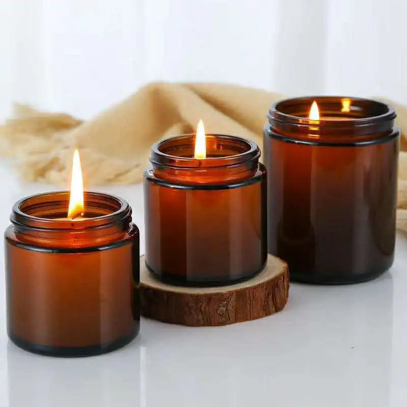 Glass Candle Jars, 4oz Amber R - Candle Making Jars With Lids のレビューと価格