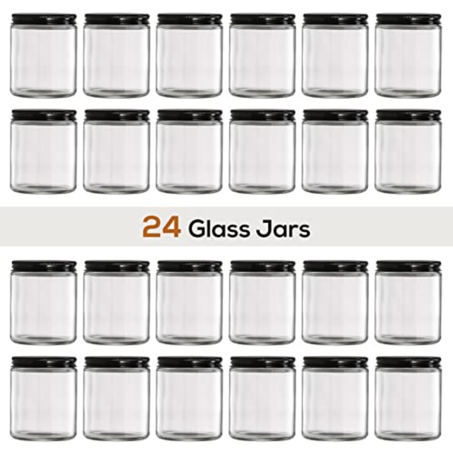 Pack, 8 OZ Thick Glass Jars wi - Candle Making Jars With Lids のレビューと価格