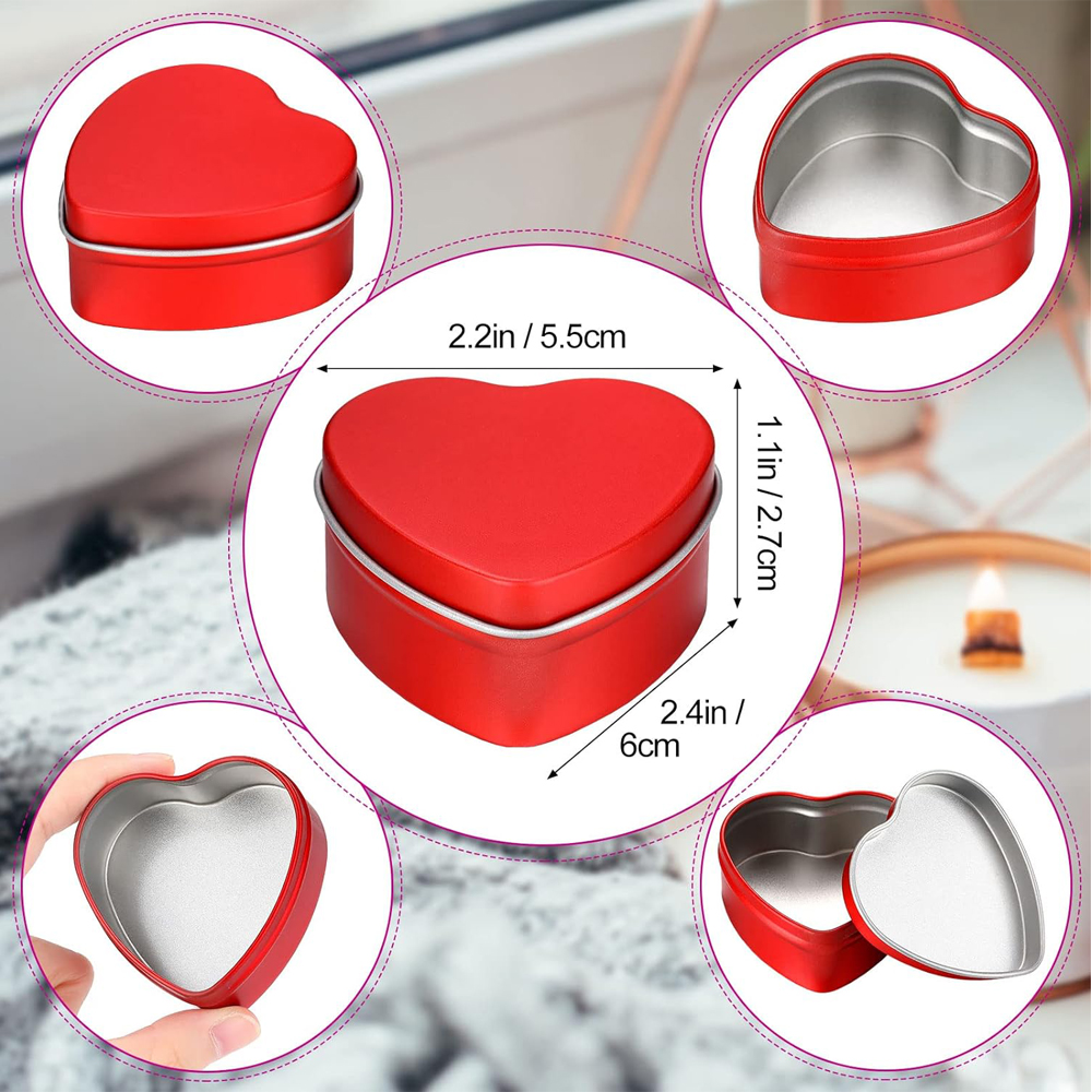 2 oz Heart Shaped Metal Tins w - Candle Making Jars With Lids のレビューと価格