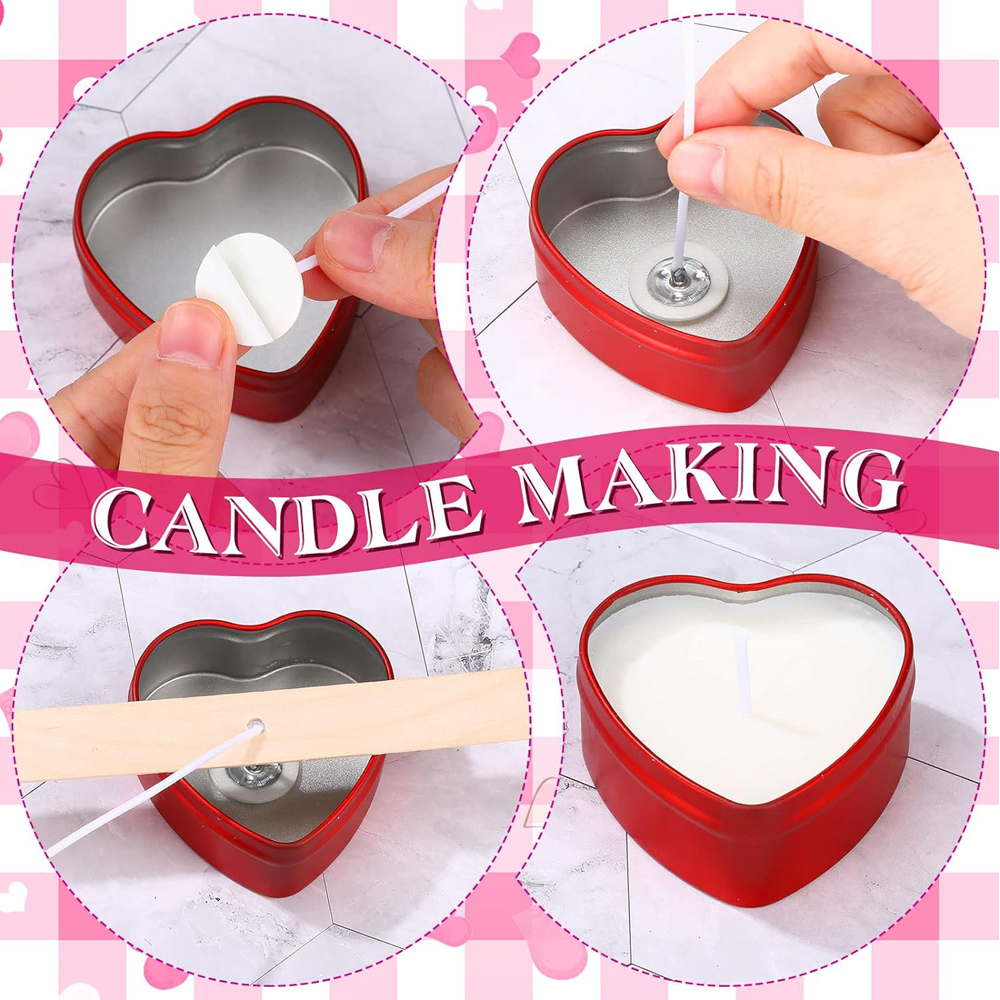 2 oz Heart Shaped Metal Tins w - Candle Making Jars With Lids のレビューと価格