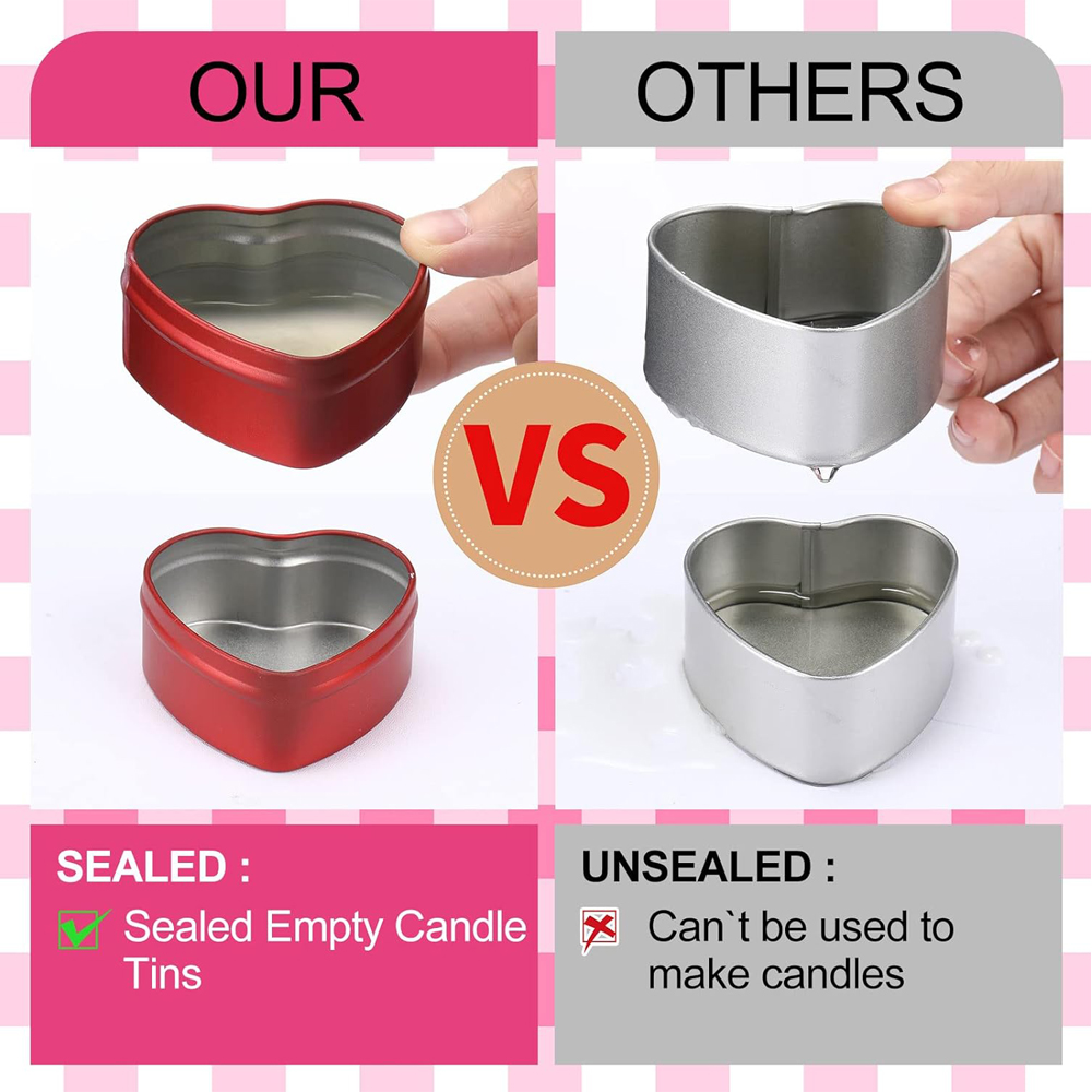 2 oz Heart Shaped Metal Tins w - Candle Making Jars With Lids のレビューと価格