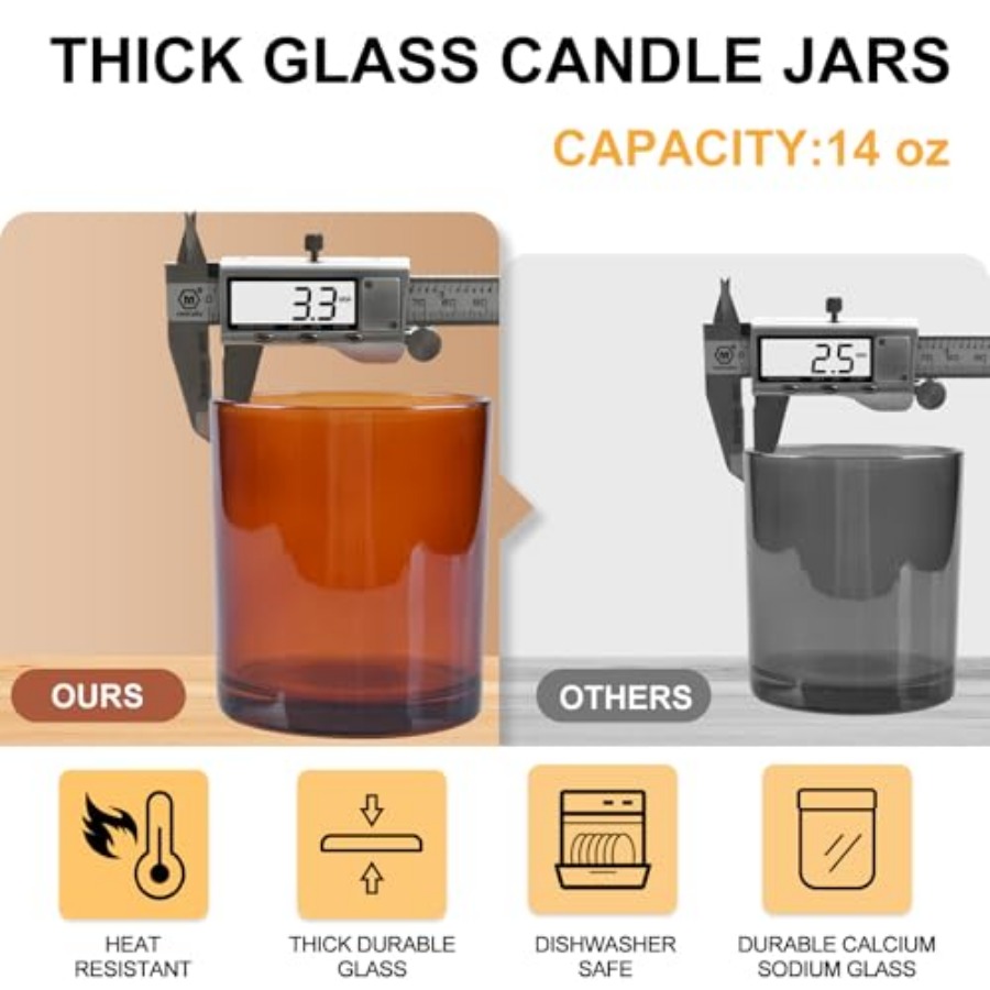 14 OZ Thick Candle Jars for Ma - Candle Making Jars With Lids のレビューと価格