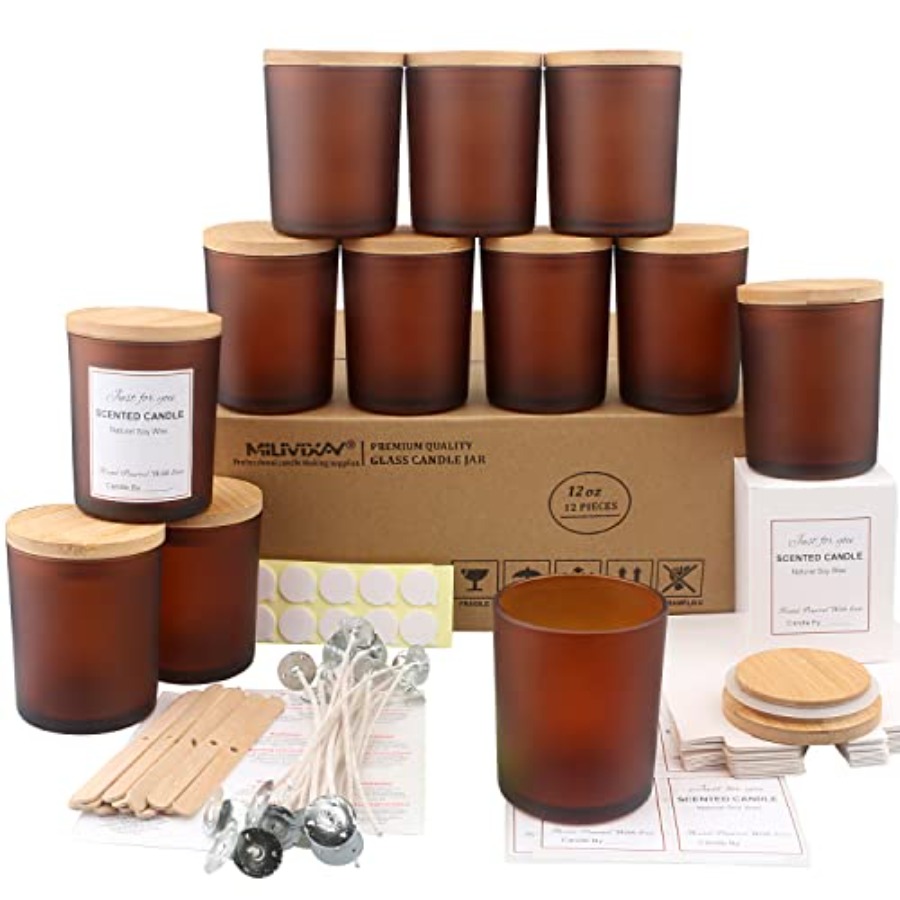 12 Pack 12 OZ Glass Candle Jar - Candle Making Jars With Lids のレビューと価格
