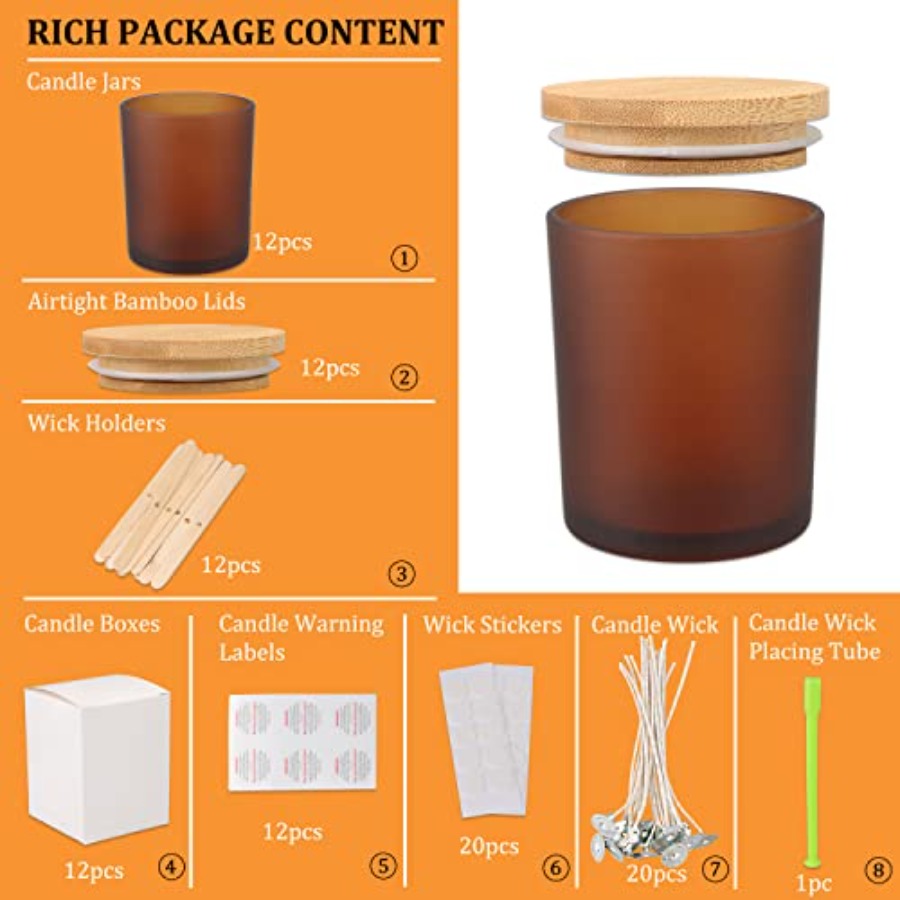 12 Pack 12 OZ Glass Candle Jar - Candle Making Jars With Lids のレビューと価格
