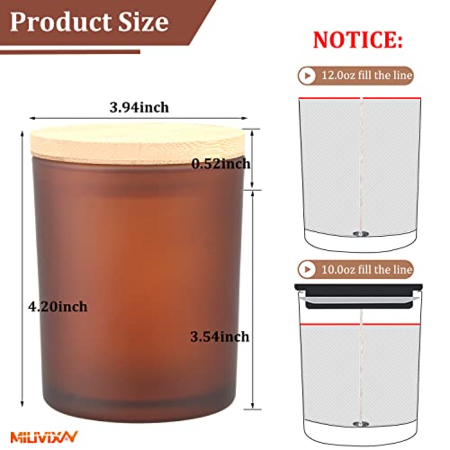 12 Pack 12 OZ Glass Candle Jar - Candle Making Jars With Lids のレビューと価格