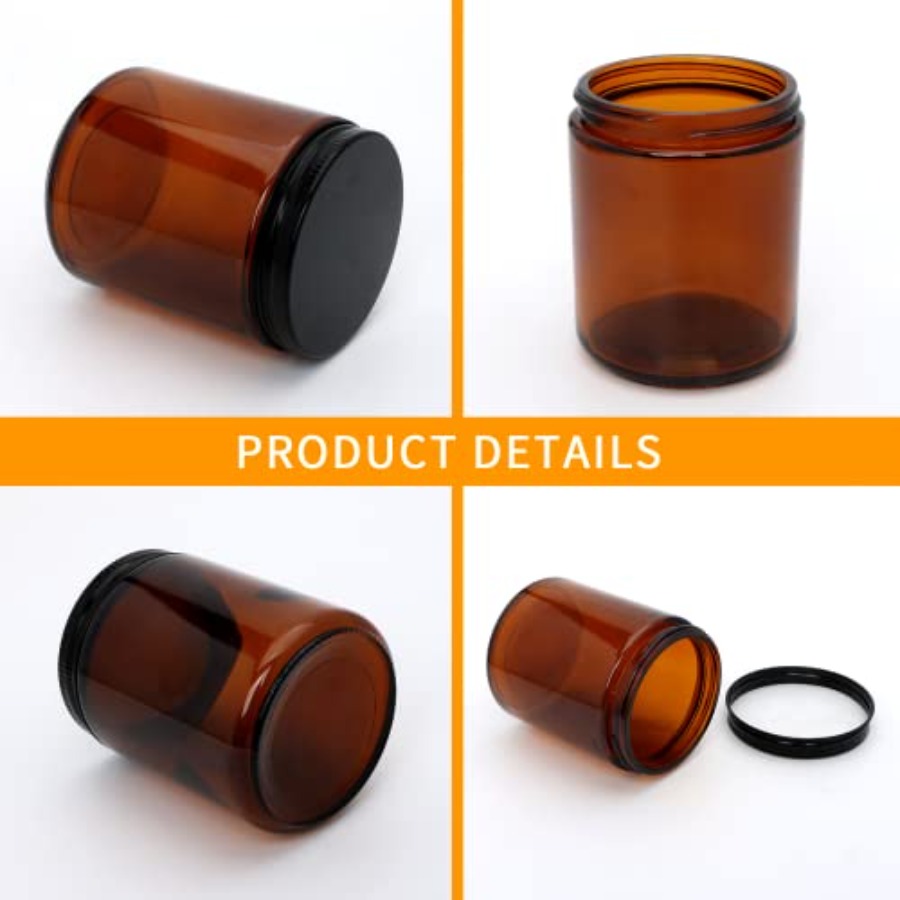 8oz Amber Candle Jars Set of 3 - Candle Making Jars With Lids のレビューと価格