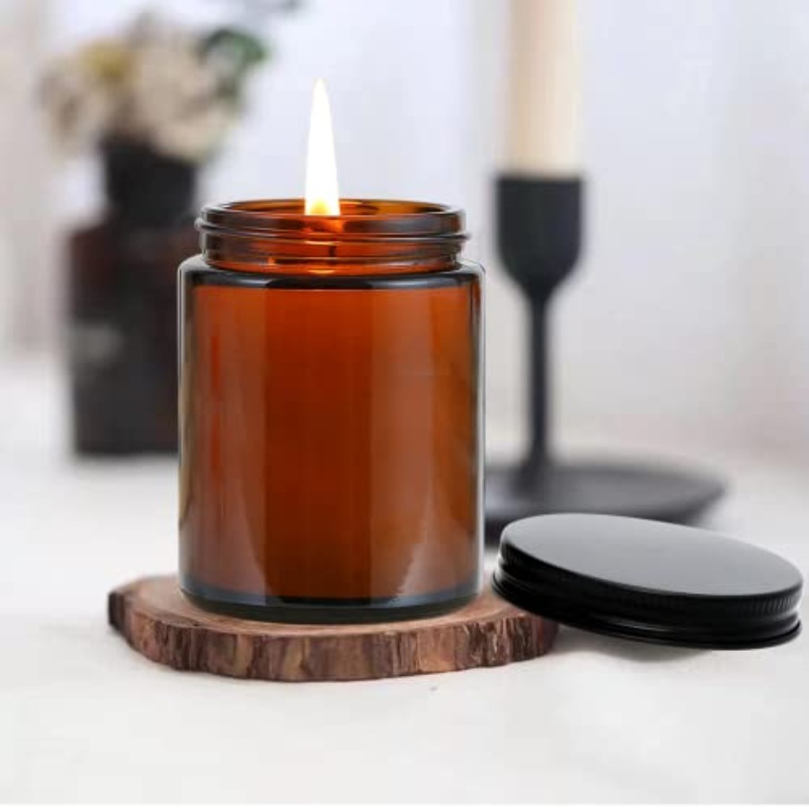 8oz Amber Candle Jars Set of 3 - Candle Making Jars With Lids のレビューと価格