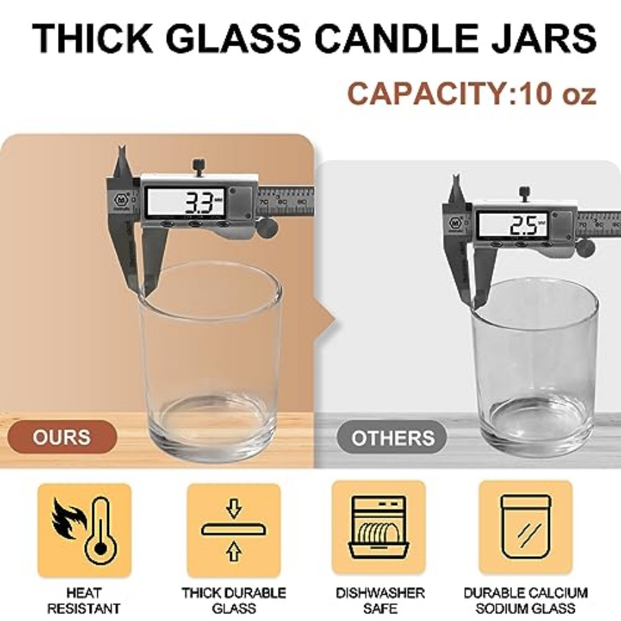 10 OZ Thick Candle Jars for Ma - Candle Making Jars With Lids のレビューと価格